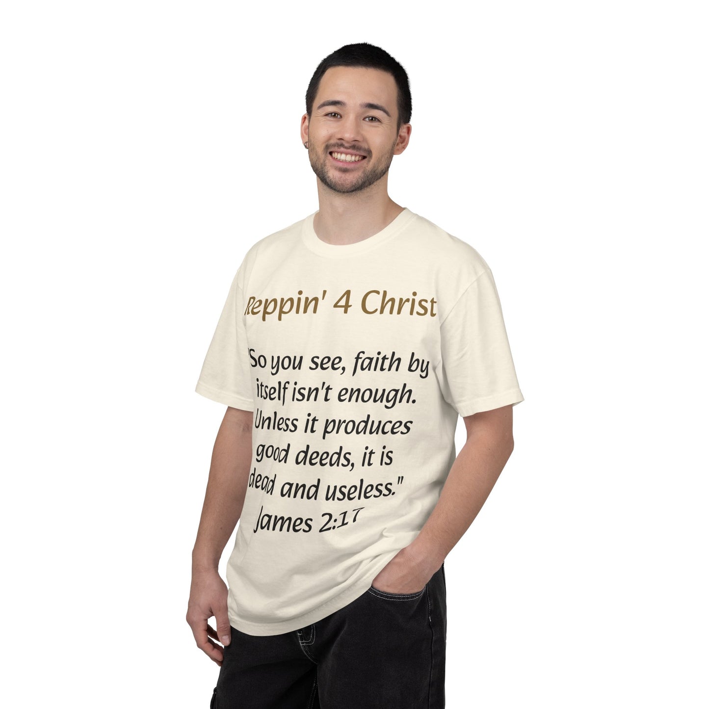 Customizable Reppin' 4 Christ T-Shirt — Verse, Faith & Works Christian Tee