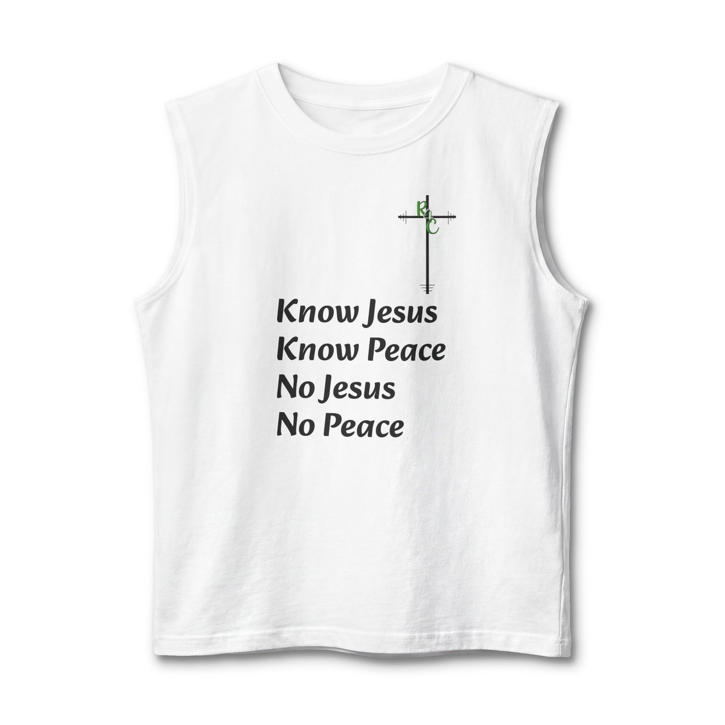 Know Jesus Know Peace Muscle Tank — Christian Faith Cross Tank Top