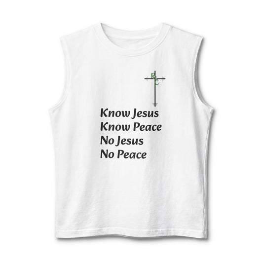 Know Jesus Know Peace Muscle Tank — Christian Faith Cross Tank Top