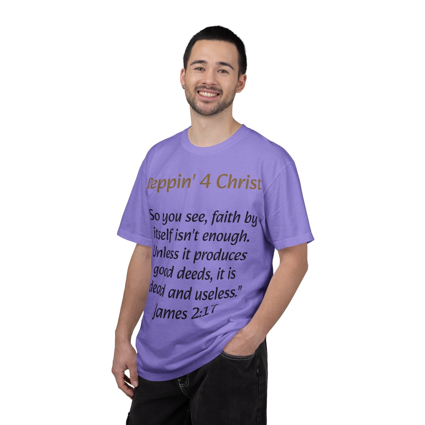 Customizable Reppin' 4 Christ T-Shirt — Verse, Faith & Works Christian Tee