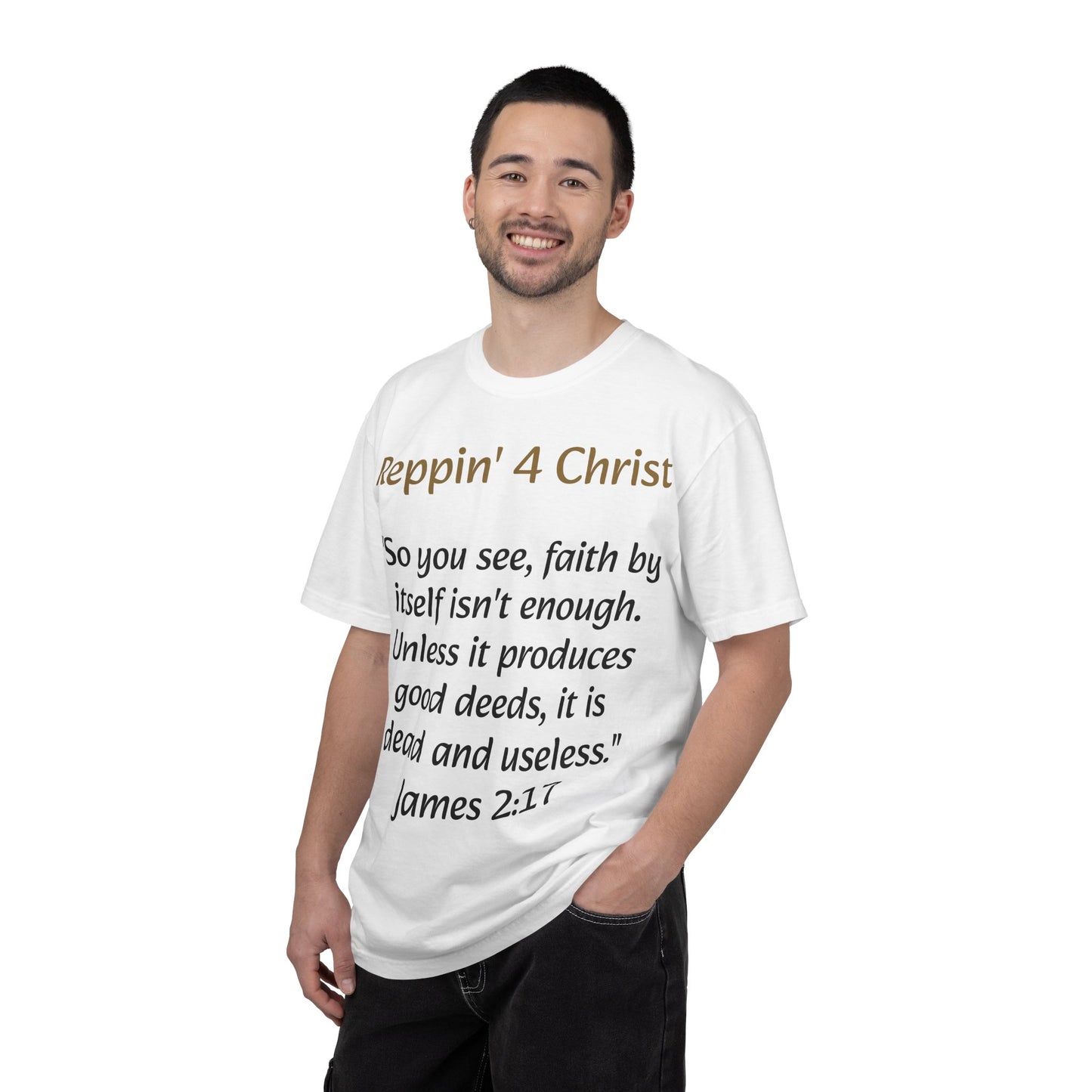 Customizable Reppin' 4 Christ T-Shirt — Verse, Faith & Works Christian Tee