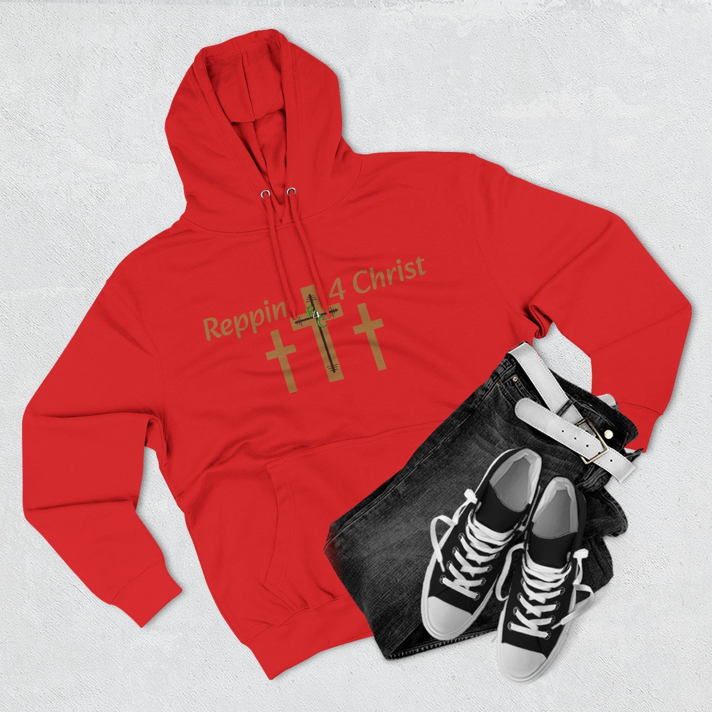Faith Hoodie — "Reppin' 4 Christ" Crosses with Matthew 25:21 Back Print