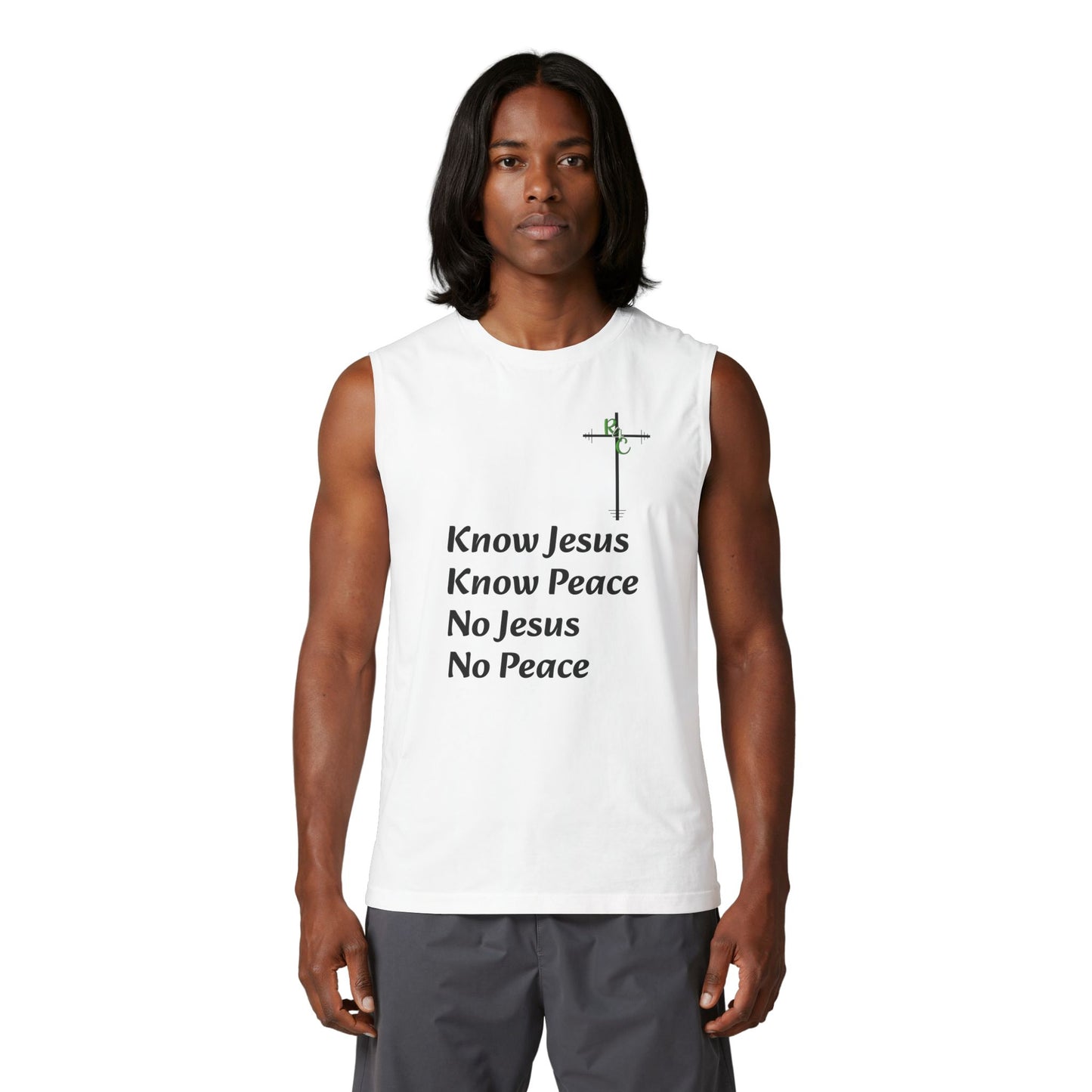 Know Jesus Know Peace Muscle Tank — Christian Faith Cross Tank Top