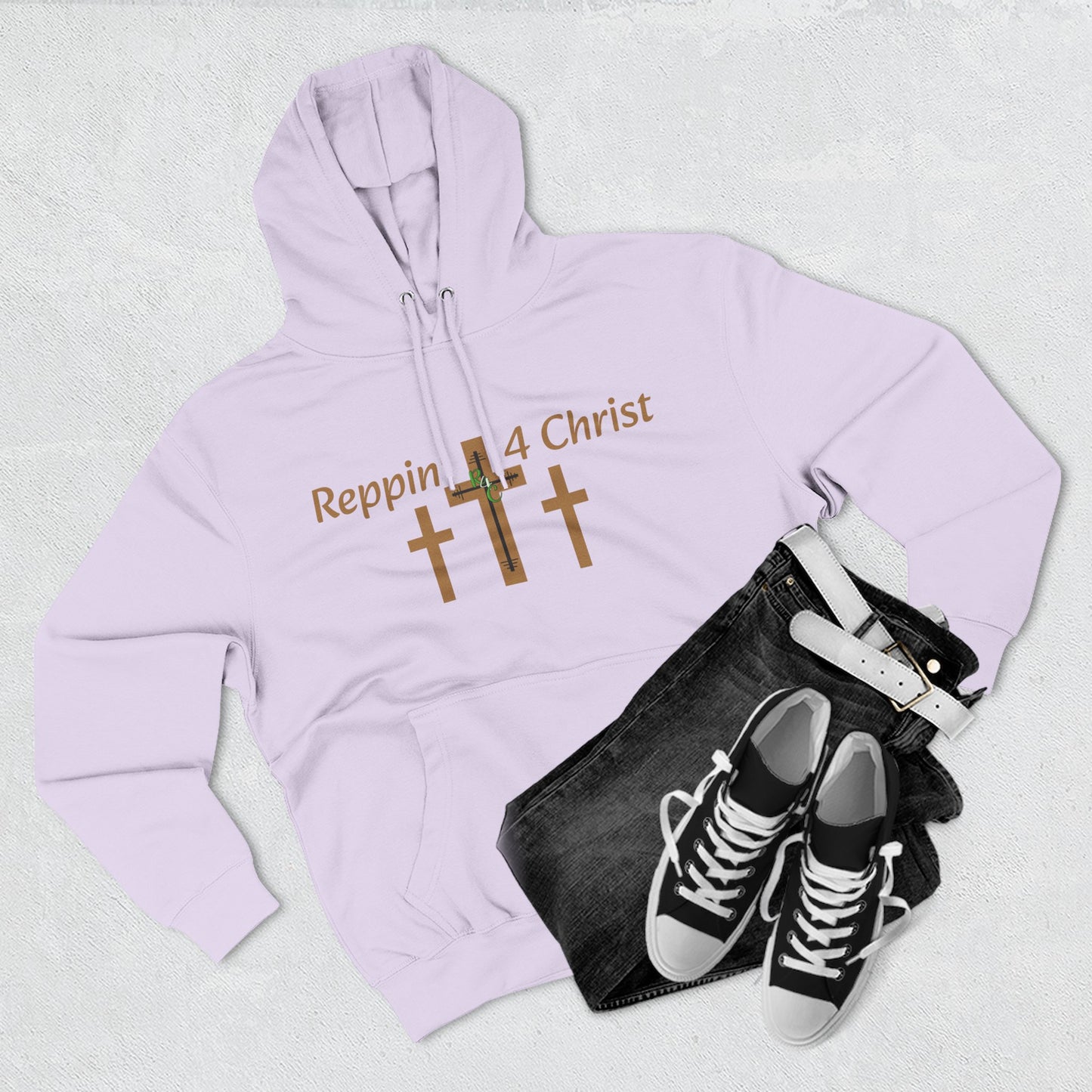 Faith Hoodie — "Reppin' 4 Christ" Crosses with Matthew 25:21 Back Print