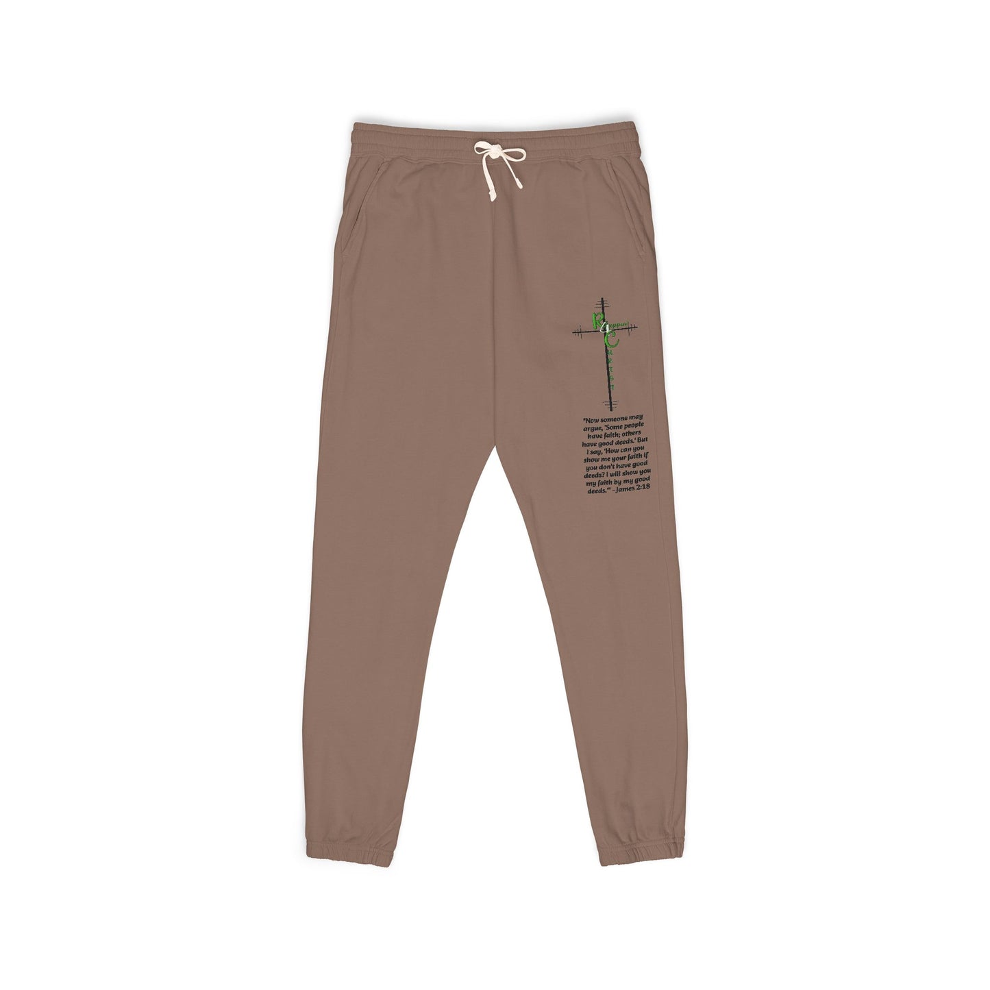 Customizable Text, Embroidered Cross & Script Sweatpants — Faith-Inspired Fleece Joggers