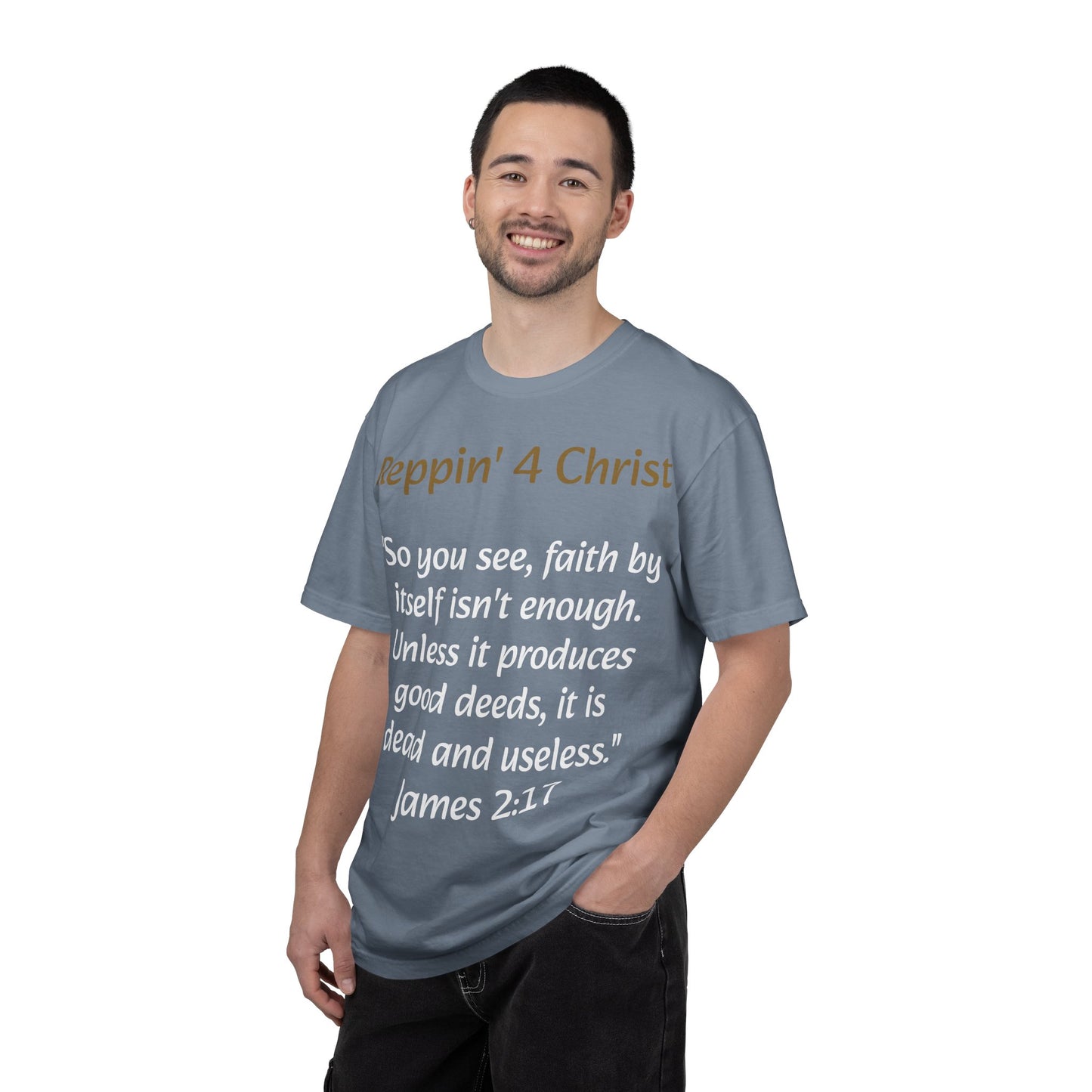 Customizable Reppin' 4 Christ T-Shirt — Verse, Faith & Works Christian Tee