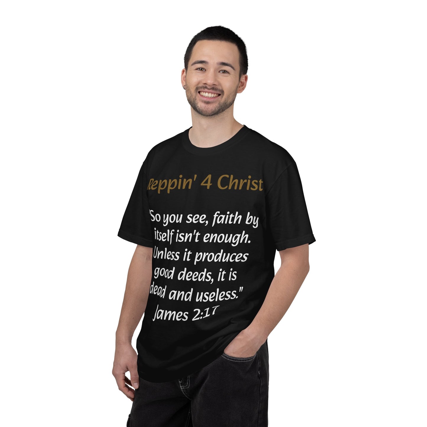 Customizable Reppin' 4 Christ T-Shirt — Verse, Faith & Works Christian Tee