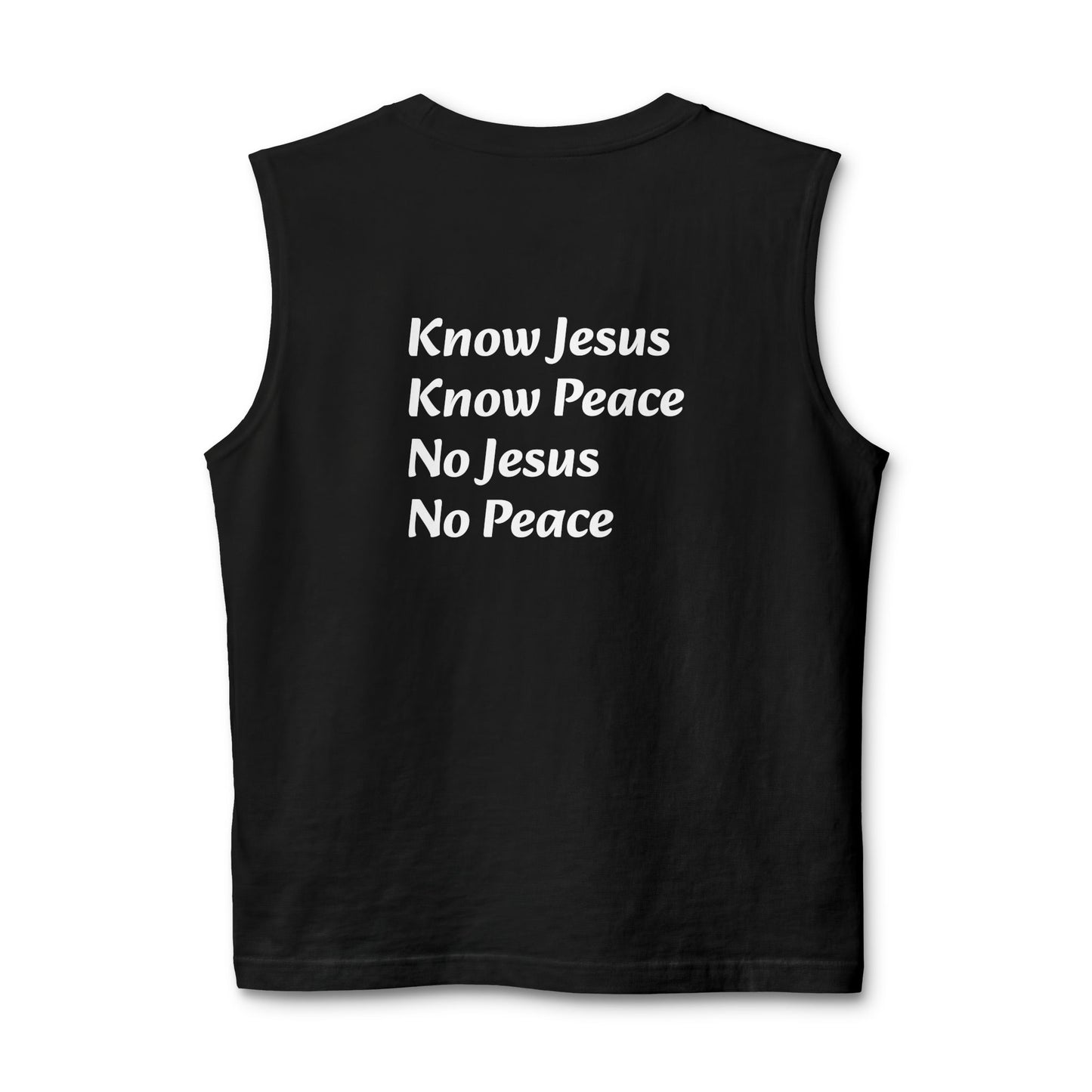 Know Jesus Know Peace Muscle Tank — Christian Faith Cross Tank Top