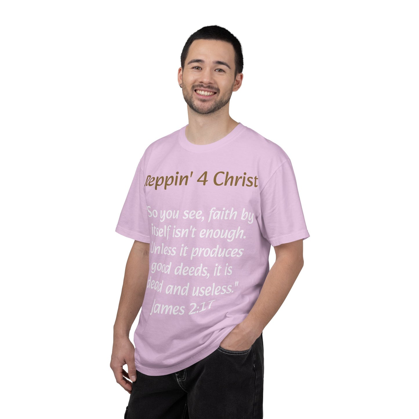 Customizable Reppin' 4 Christ T-Shirt — Verse, Faith & Works Christian Tee