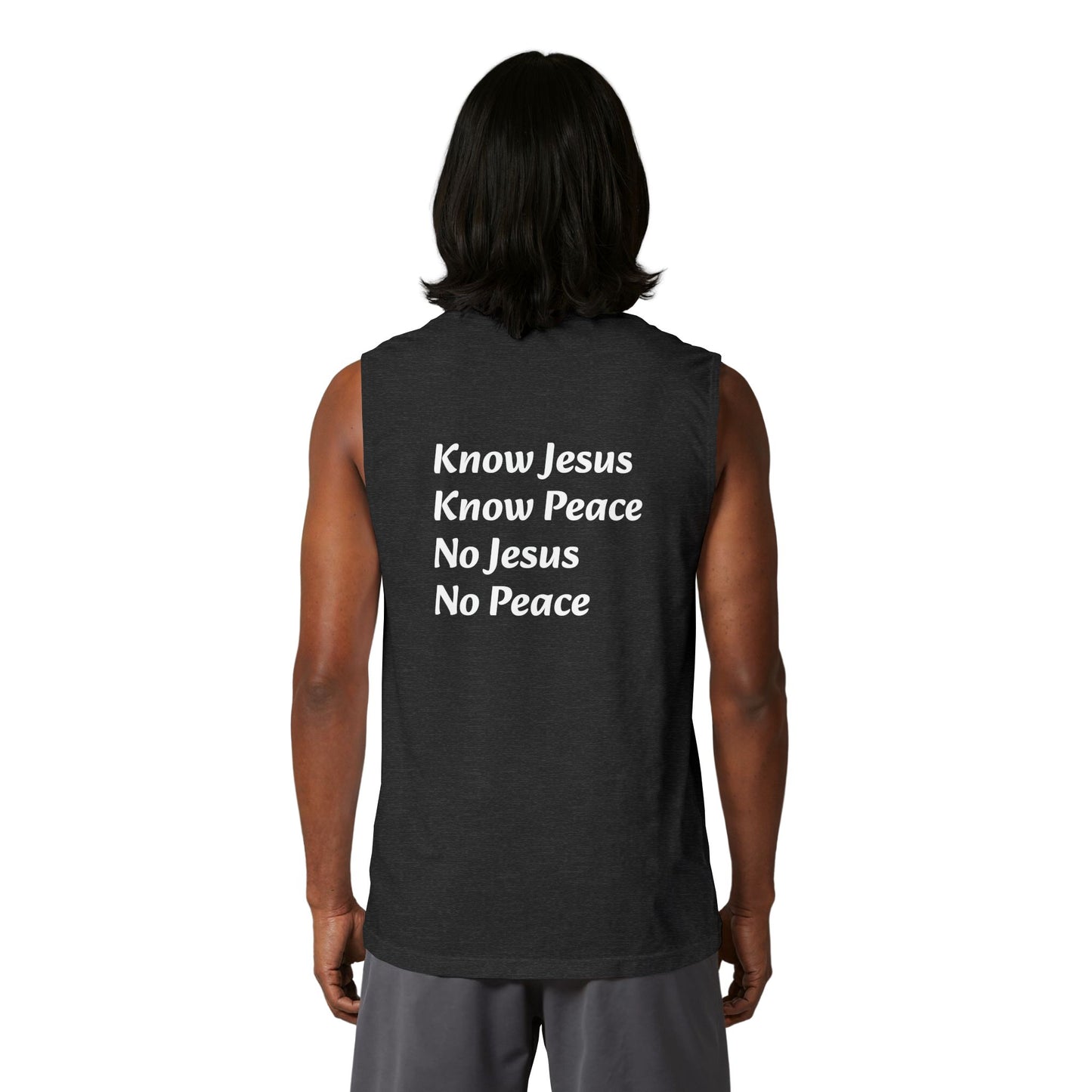 Know Jesus Know Peace Muscle Tank — Christian Faith Cross Tank Top