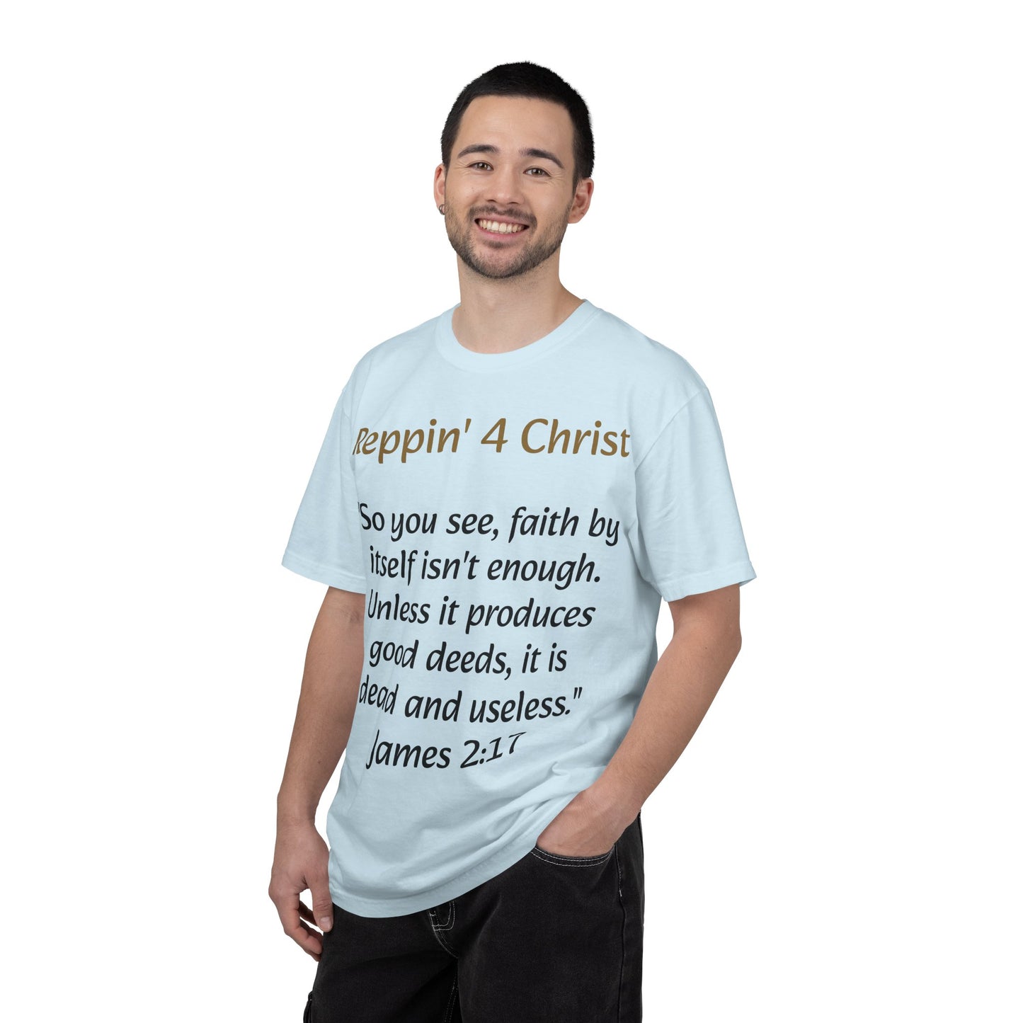 Customizable Reppin' 4 Christ T-Shirt — Verse, Faith & Works Christian Tee