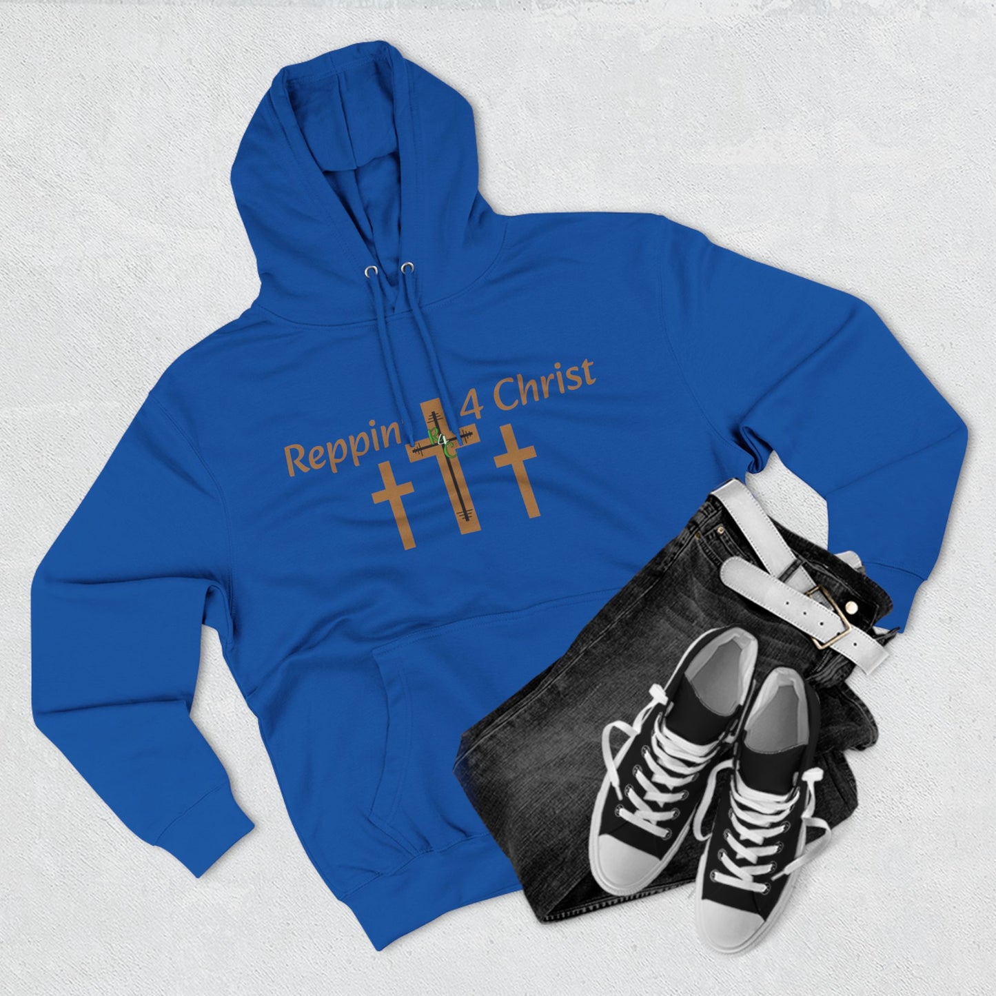 Faith Hoodie — "Reppin' 4 Christ" Crosses with Matthew 25:21 Back Print