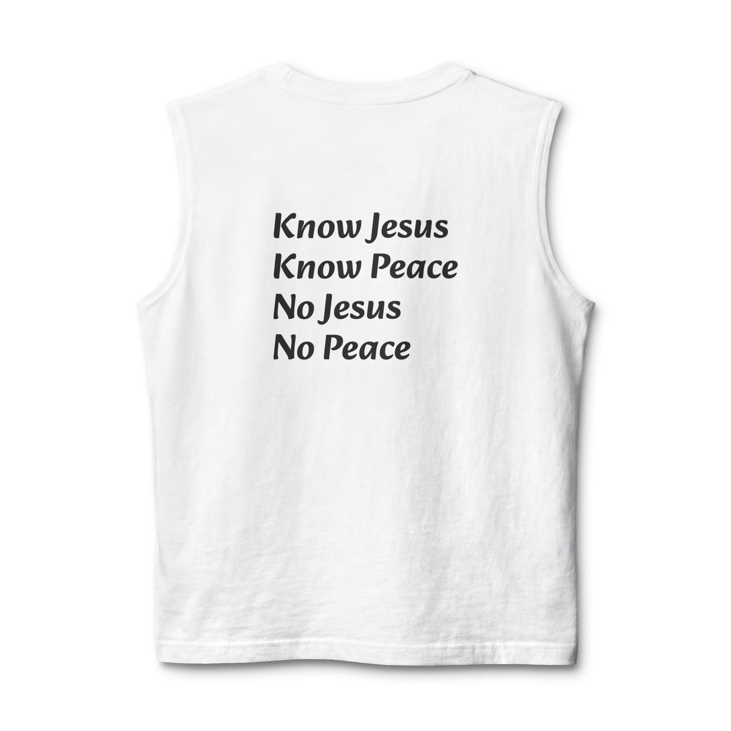 Know Jesus Know Peace Muscle Tank — Christian Faith Cross Tank Top