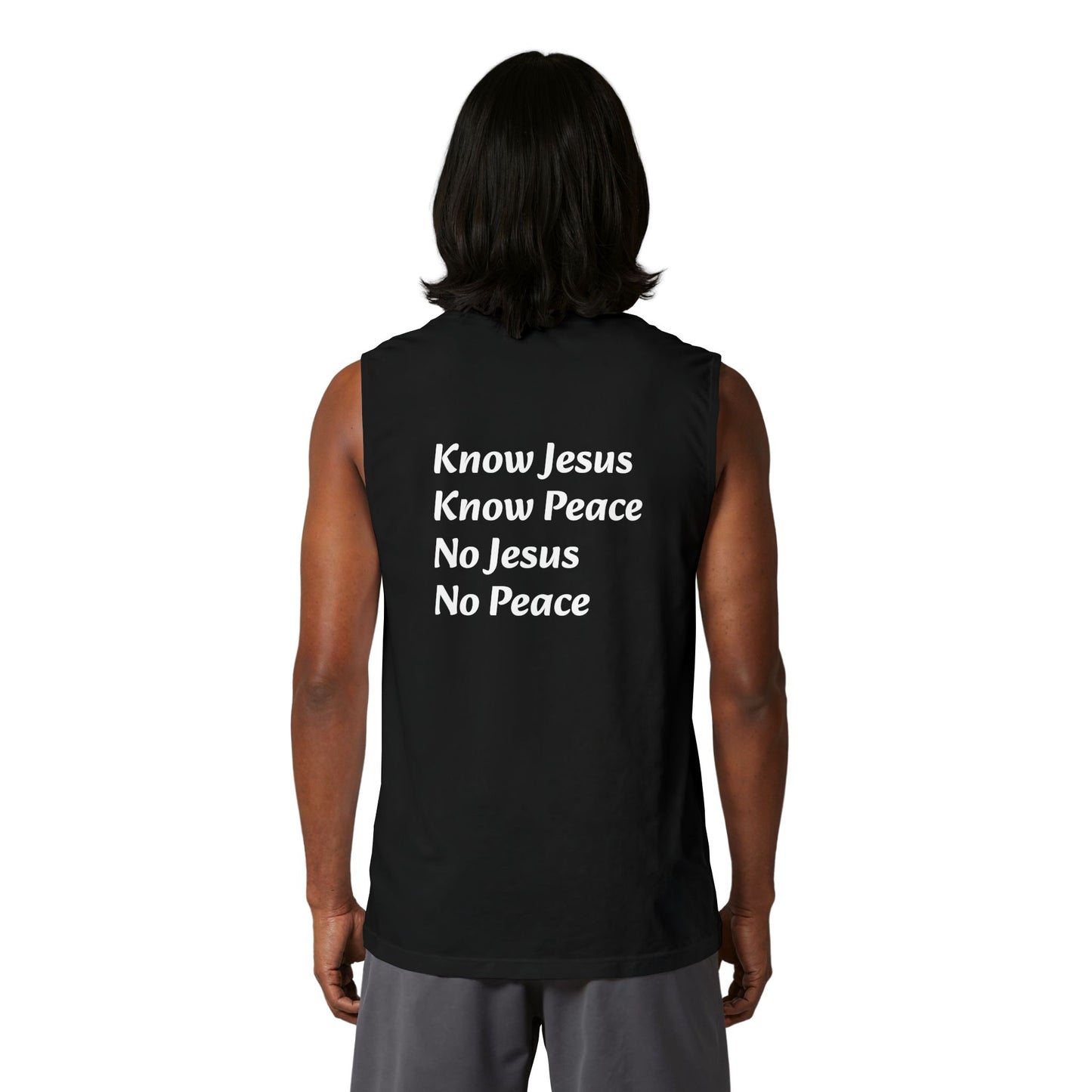 Know Jesus Know Peace Muscle Tank — Christian Faith Cross Tank Top