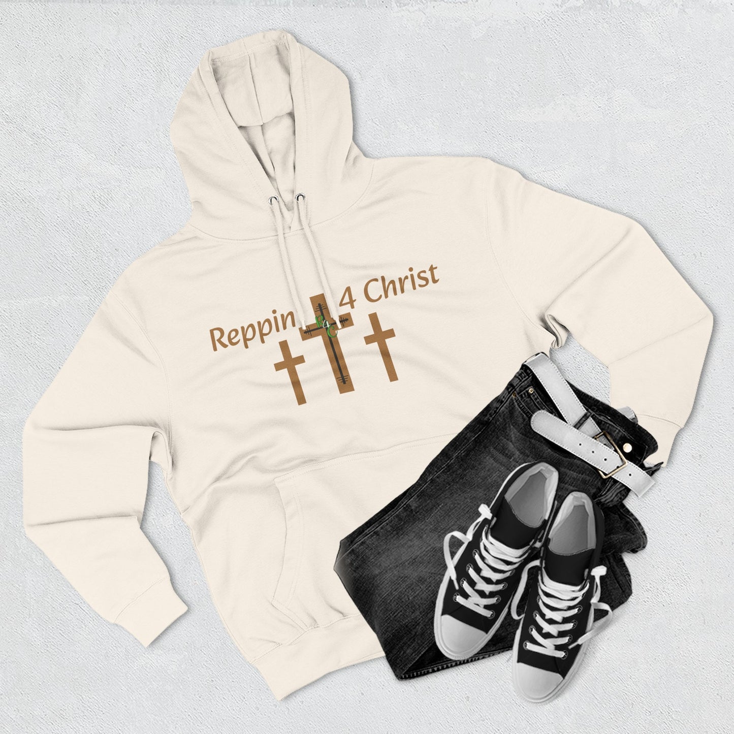 Faith Hoodie — "Reppin' 4 Christ" Crosses with Matthew 25:21 Back Print