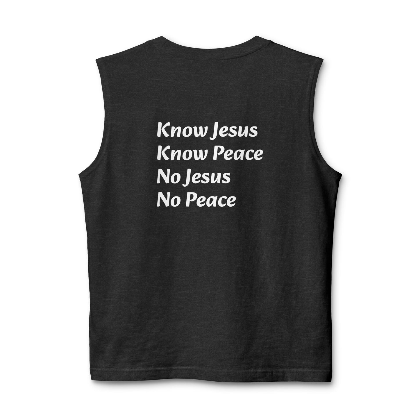 Know Jesus Know Peace Muscle Tank — Christian Faith Cross Tank Top