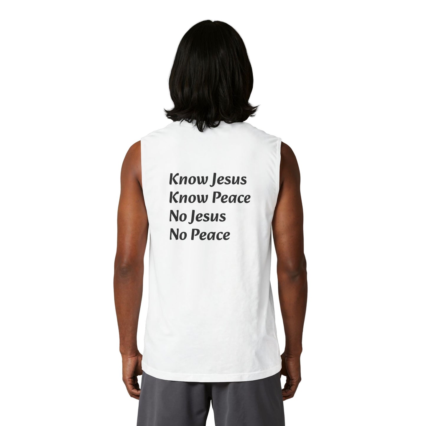 Know Jesus Know Peace Muscle Tank — Christian Faith Cross Tank Top