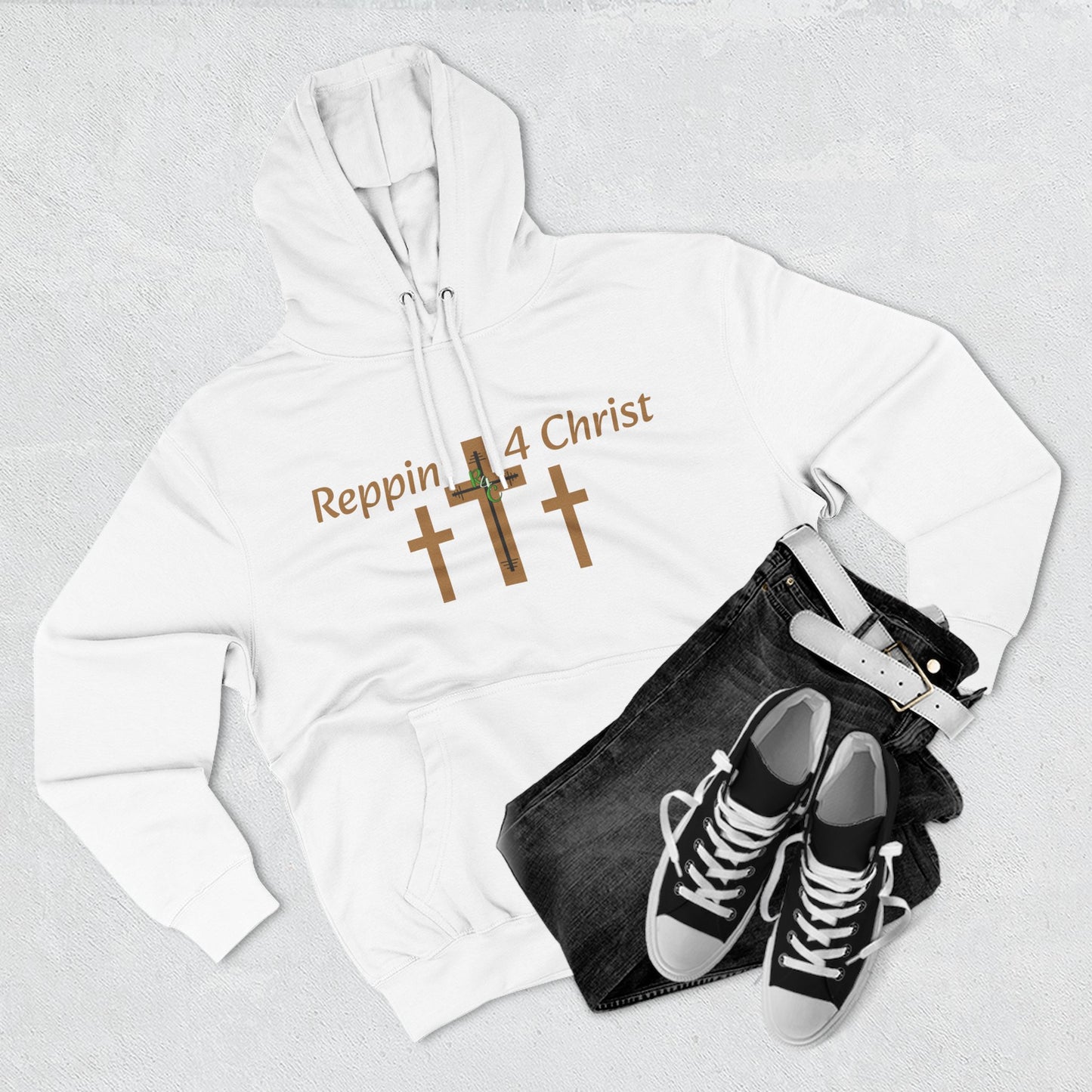 Faith Hoodie — "Reppin' 4 Christ" Crosses with Matthew 25:21 Back Print