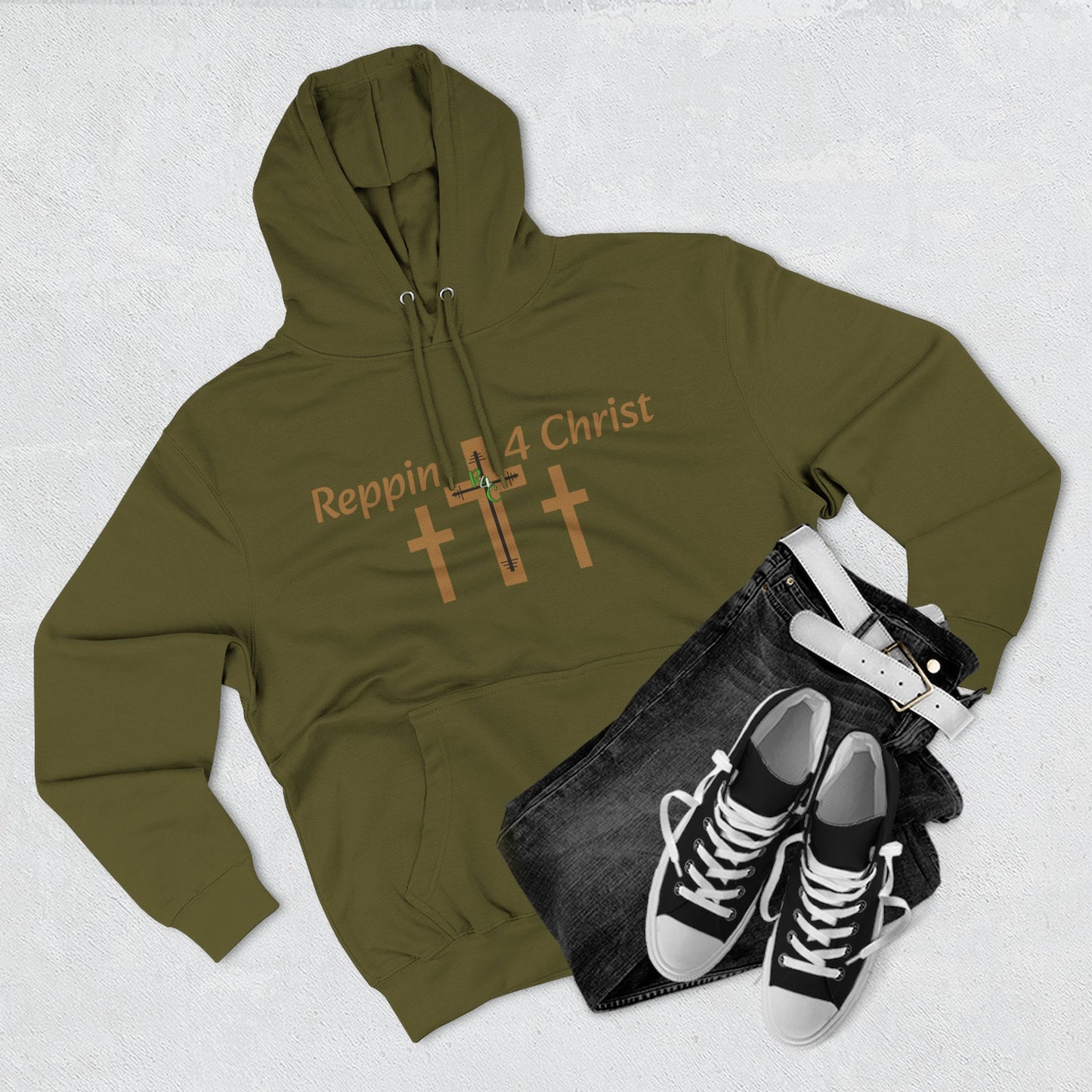 Faith Hoodie — "Reppin' 4 Christ" Crosses with Matthew 25:21 Back Print
