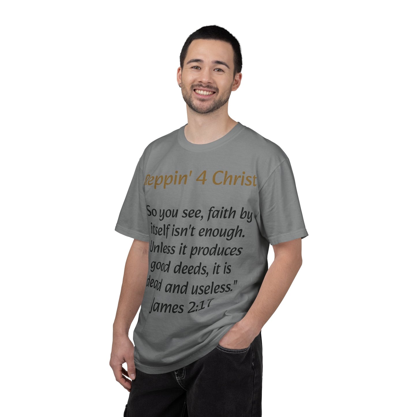 Customizable Reppin' 4 Christ T-Shirt — Verse, Faith & Works Christian Tee