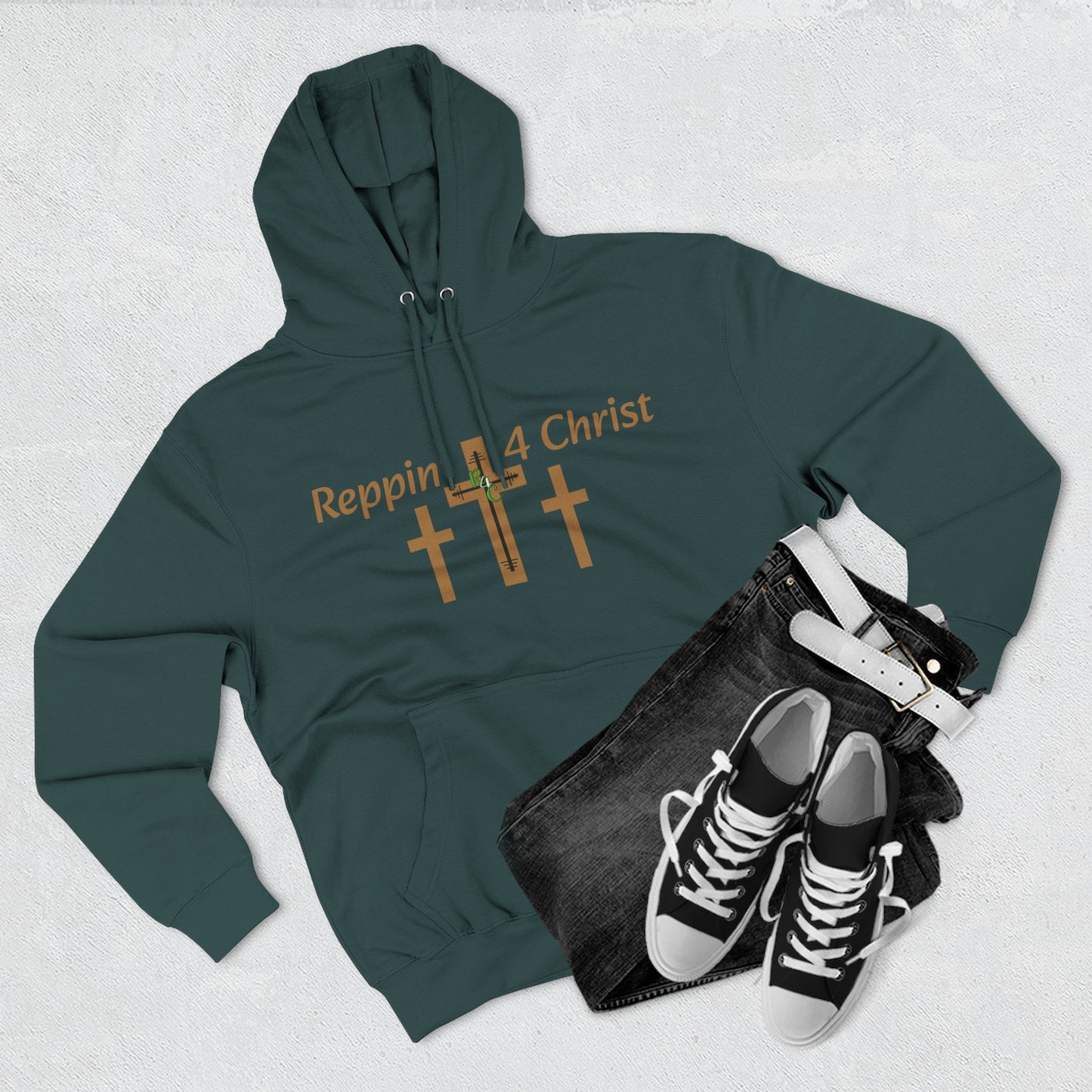 Faith Hoodie — "Reppin' 4 Christ" Crosses with Matthew 25:21 Back Print