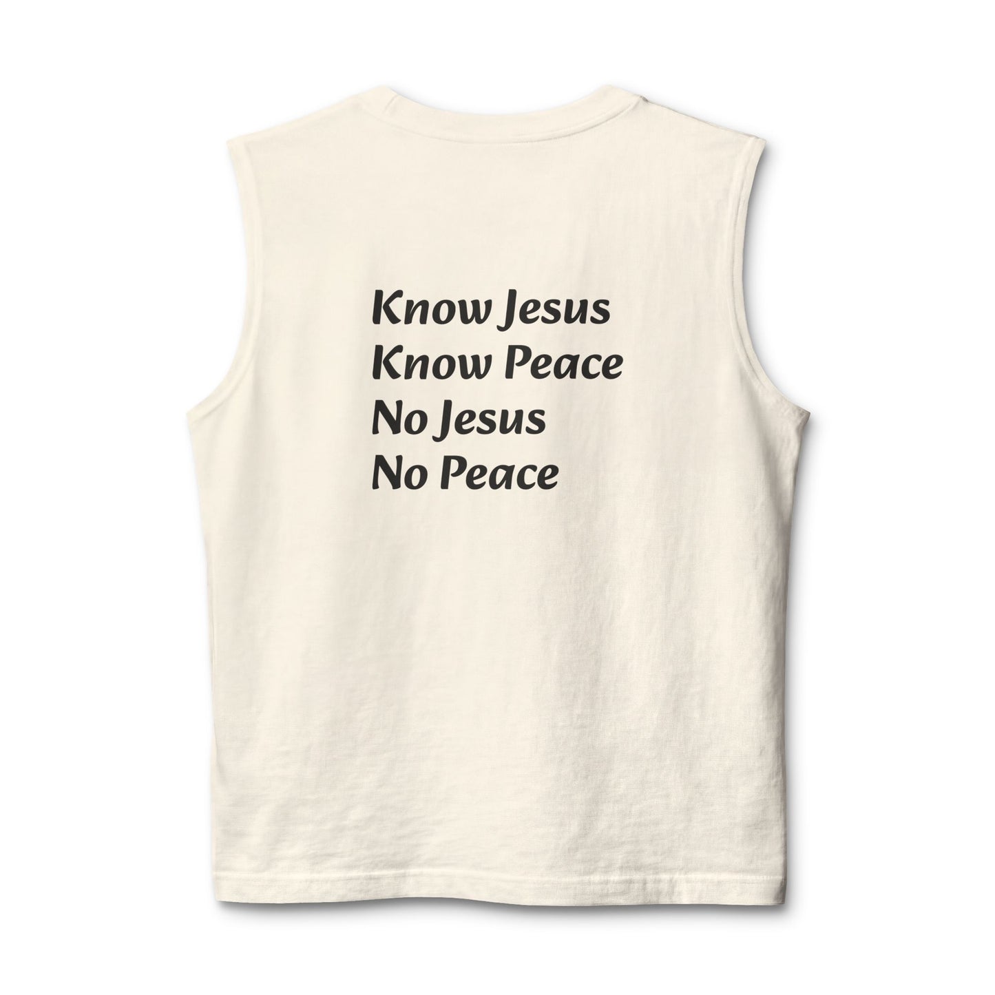 Know Jesus Know Peace Muscle Tank — Christian Faith Cross Tank Top