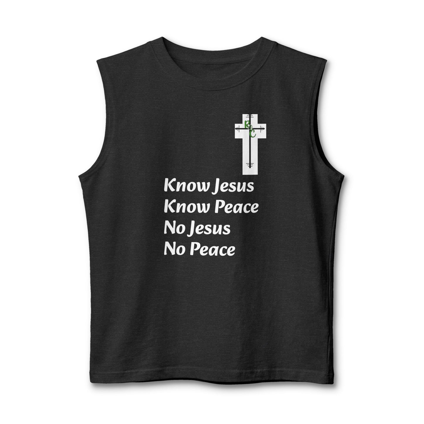 Know Jesus Know Peace Muscle Tank — Christian Faith Cross Tank Top