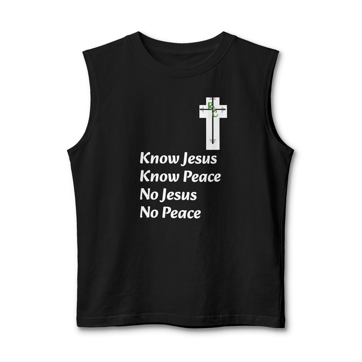 Know Jesus Know Peace Muscle Tank — Christian Faith Cross Tank Top