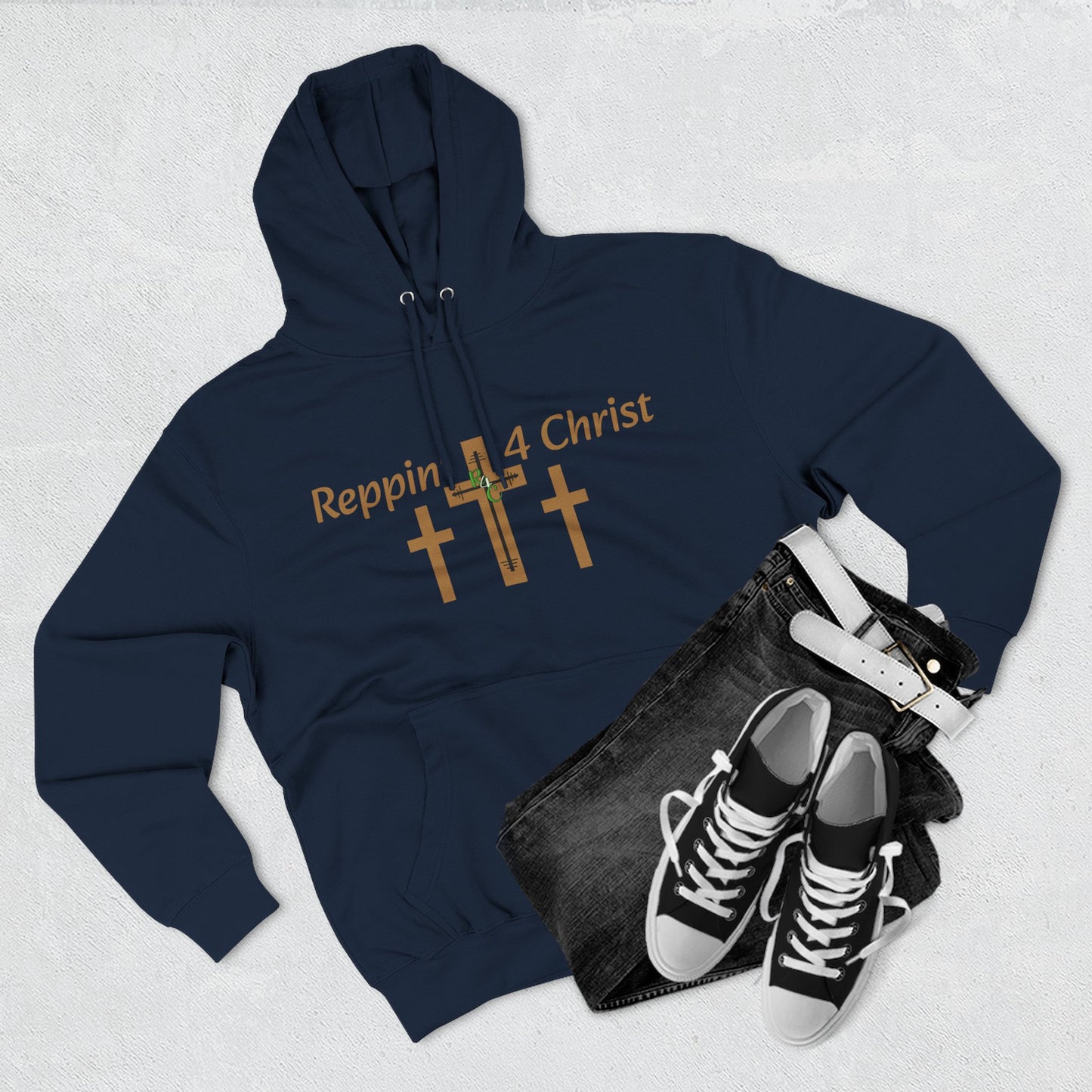 Faith Hoodie — "Reppin' 4 Christ" Crosses with Matthew 25:21 Back Print