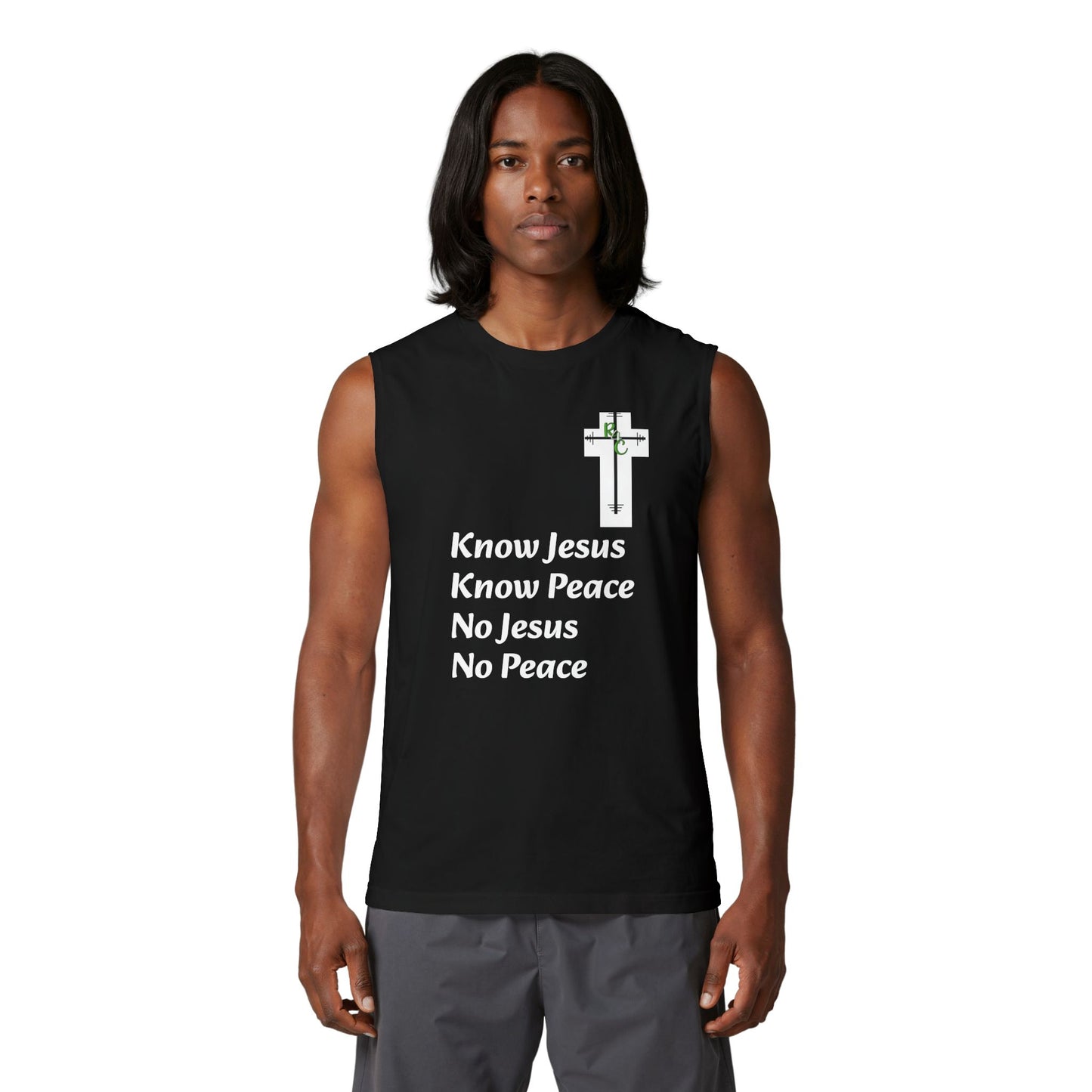 Know Jesus Know Peace Muscle Tank — Christian Faith Cross Tank Top
