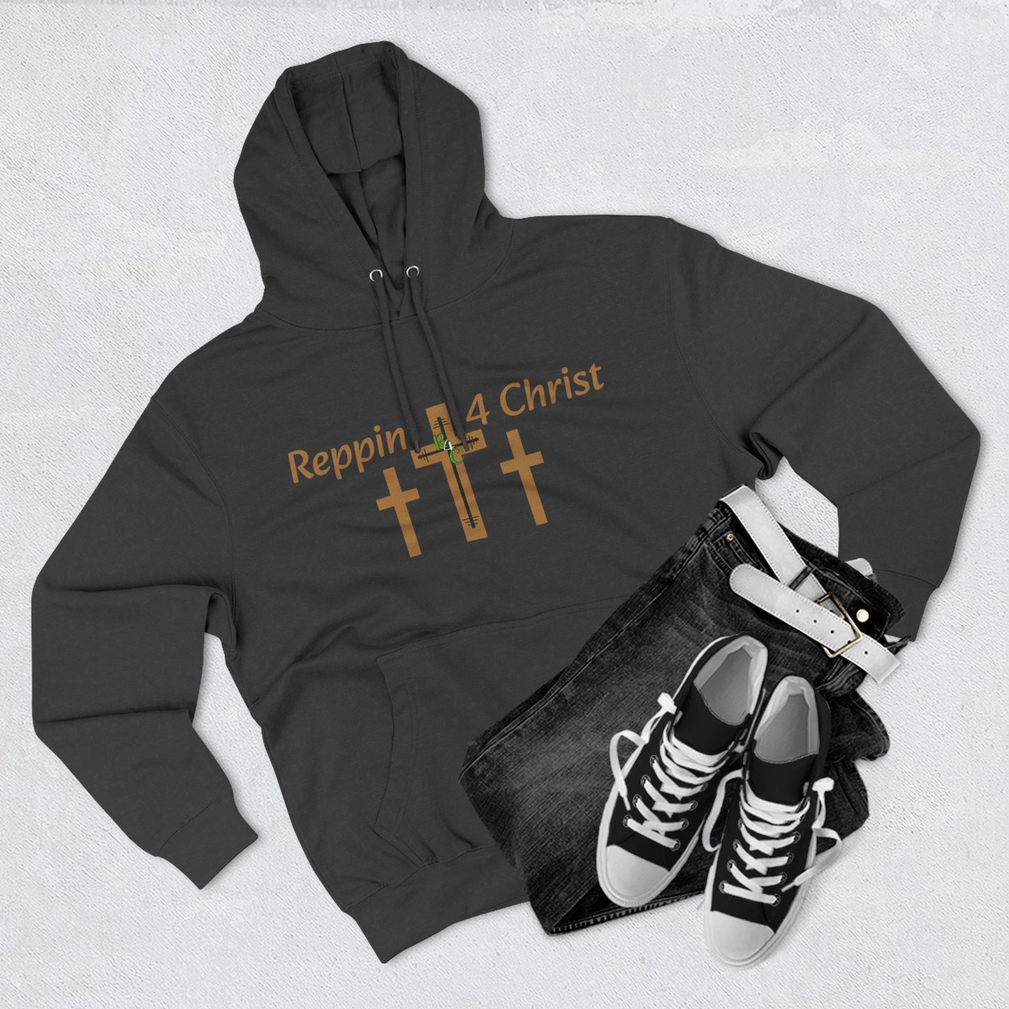 Faith Hoodie — "Reppin' 4 Christ" Crosses with Matthew 25:21 Back Print