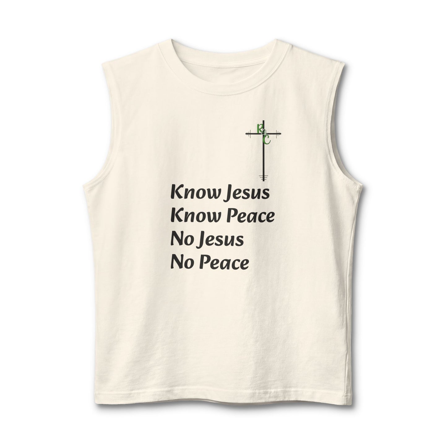 Know Jesus Know Peace Muscle Tank — Christian Faith Cross Tank Top