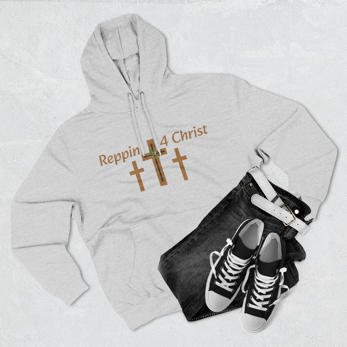 Faith Hoodie — "Reppin' 4 Christ" Crosses with Matthew 25:21 Back Print