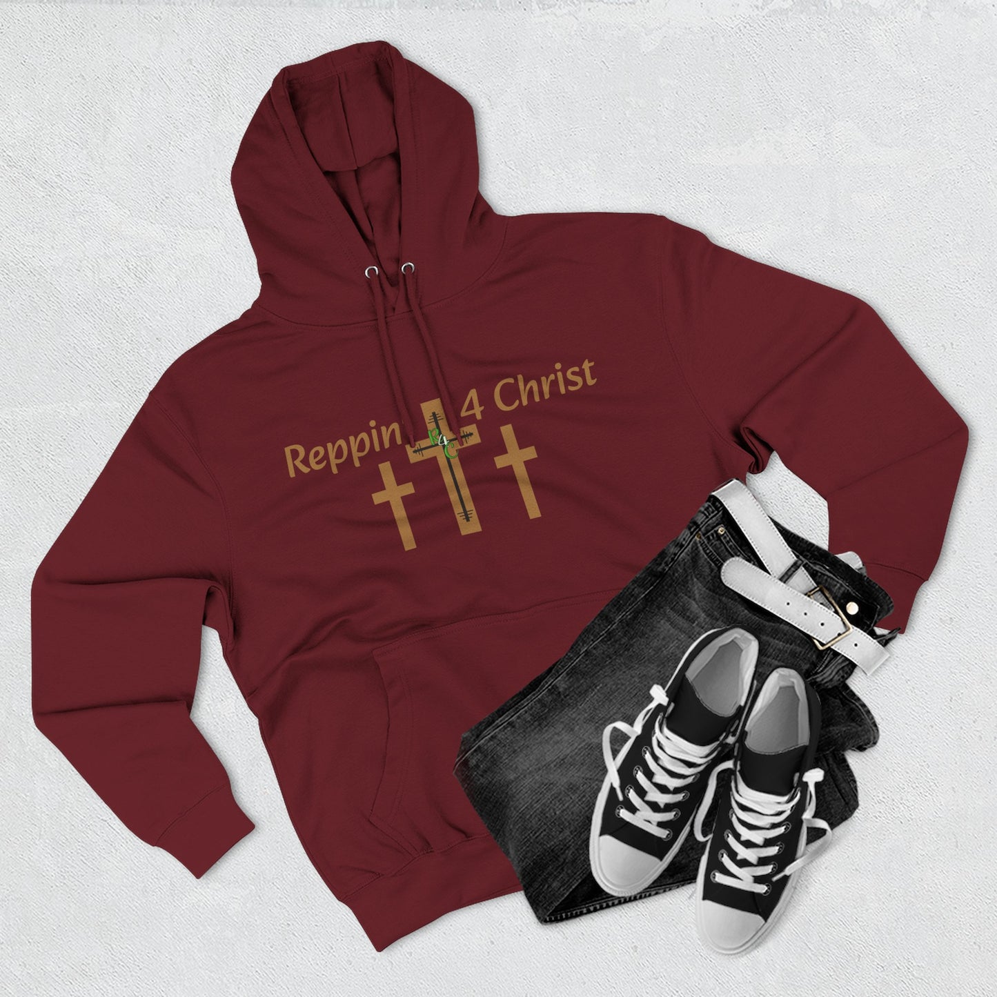 Faith Hoodie — "Reppin' 4 Christ" Crosses with Matthew 25:21 Back Print