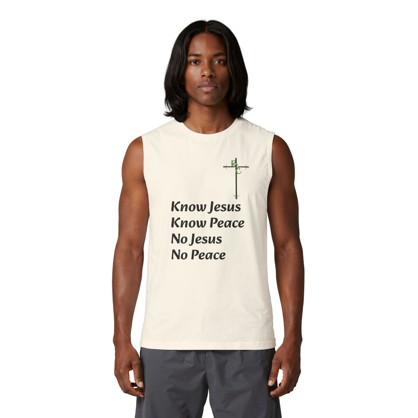 Know Jesus Know Peace Muscle Tank — Christian Faith Cross Tank Top