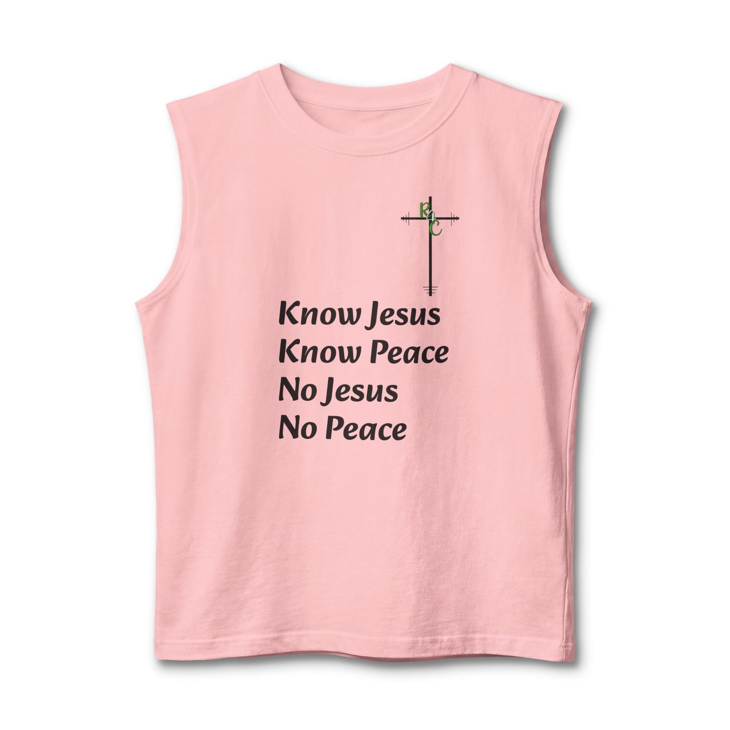 Know Jesus Know Peace Muscle Tank — Christian Faith Cross Tank Top