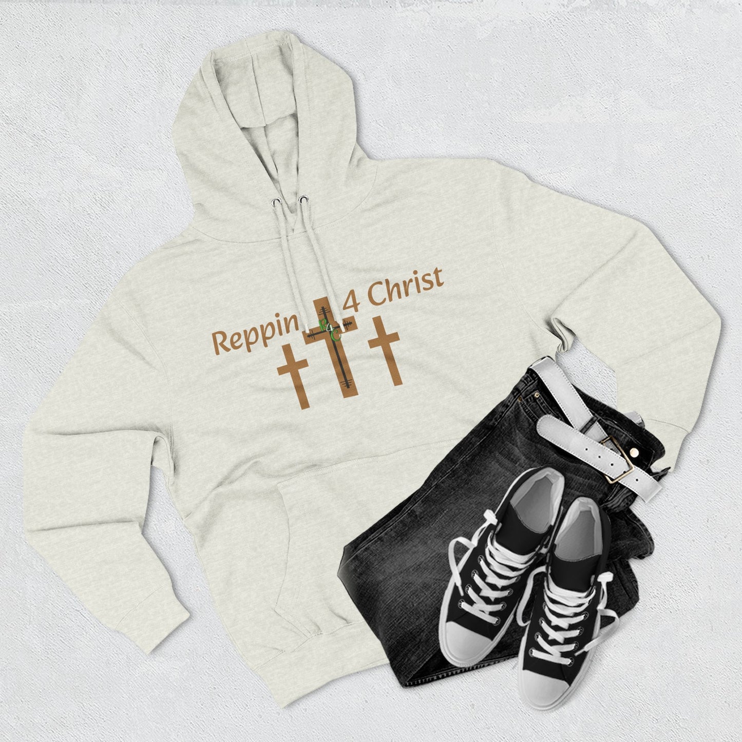 Faith Hoodie — "Reppin' 4 Christ" Crosses with Matthew 25:21 Back Print