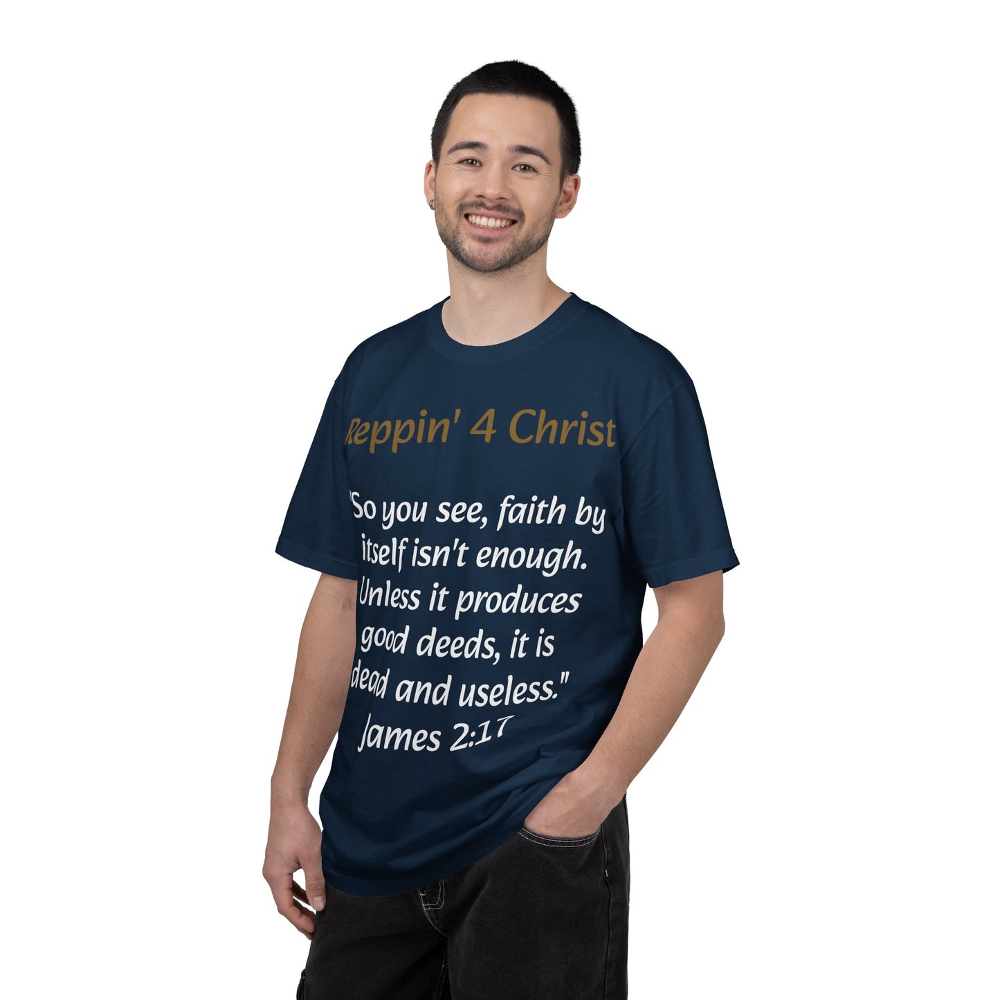 Customizable Reppin' 4 Christ T-Shirt — Verse, Faith & Works Christian Tee